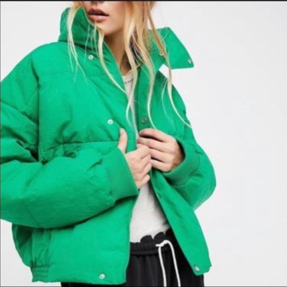 Free People Green Puffer Jacket
